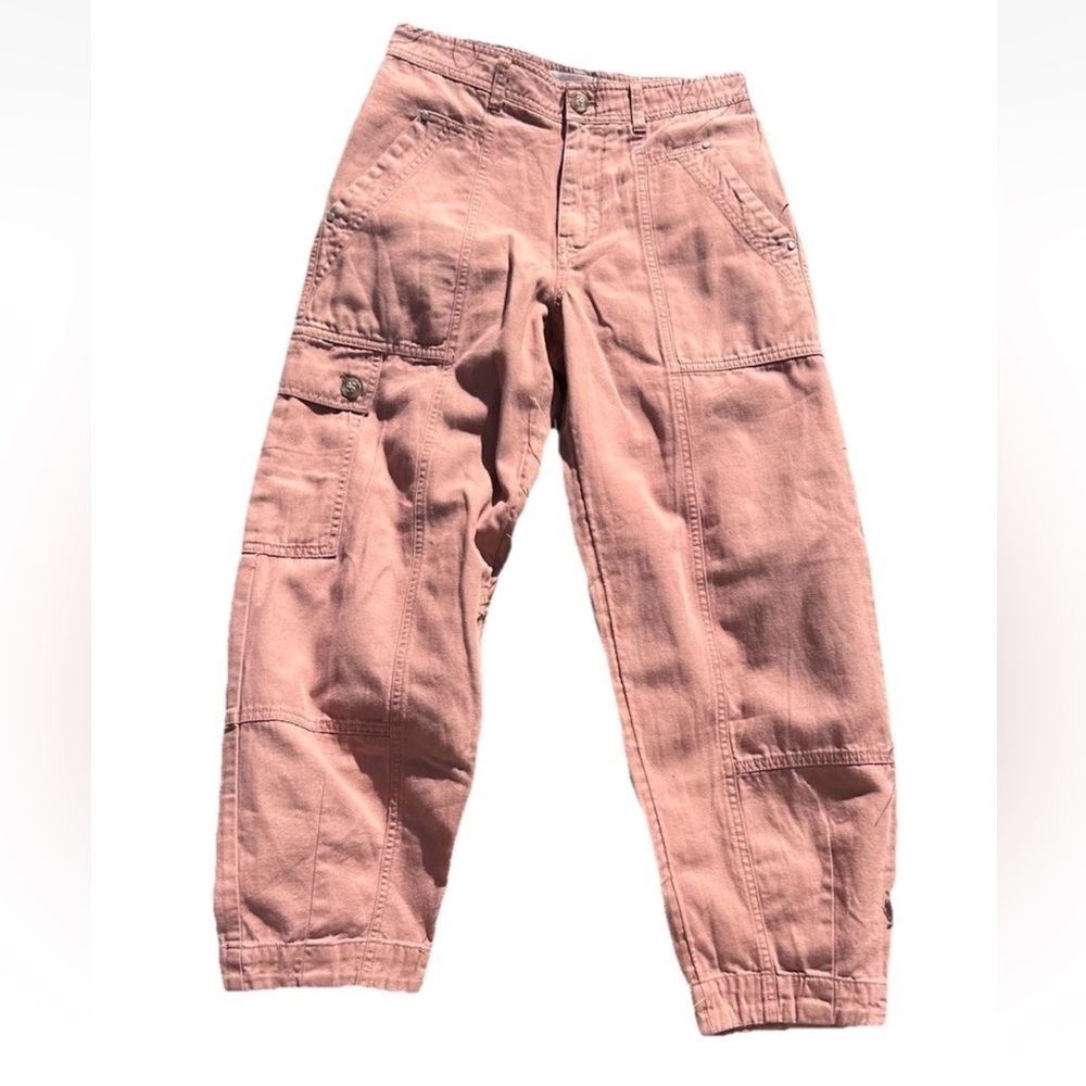 Anthropologie The Carson Utility Barrel Pants Plum Color new with tag Size 2 - Picture 3 of 10